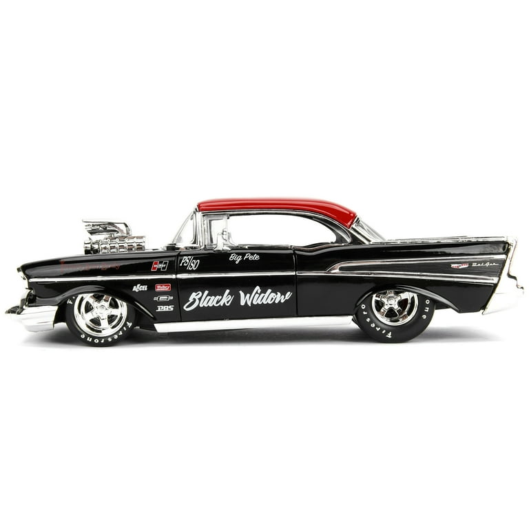 Diecast 1957 Chevrolet Bel Air Black with Red Top 