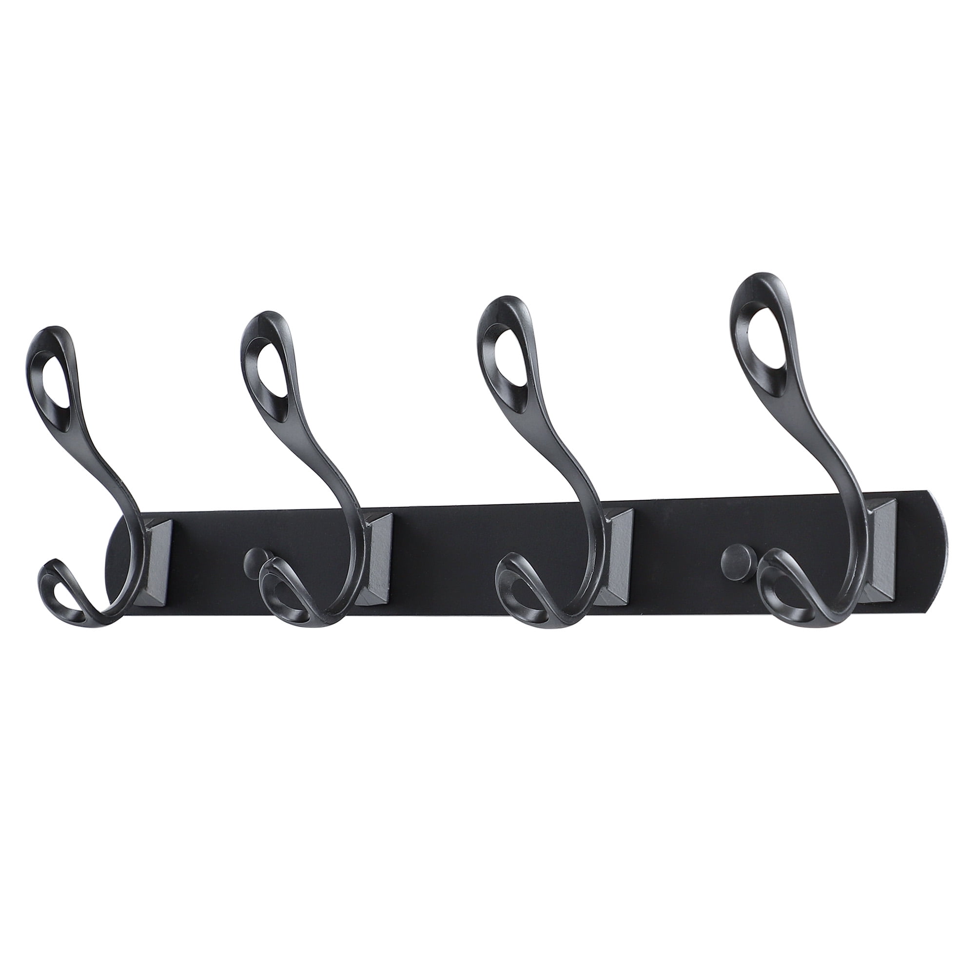 Uxcell 13.8" Dual 4 Hooks Coat Rack Wall Hooks Coat Hooks,Black Lacquer