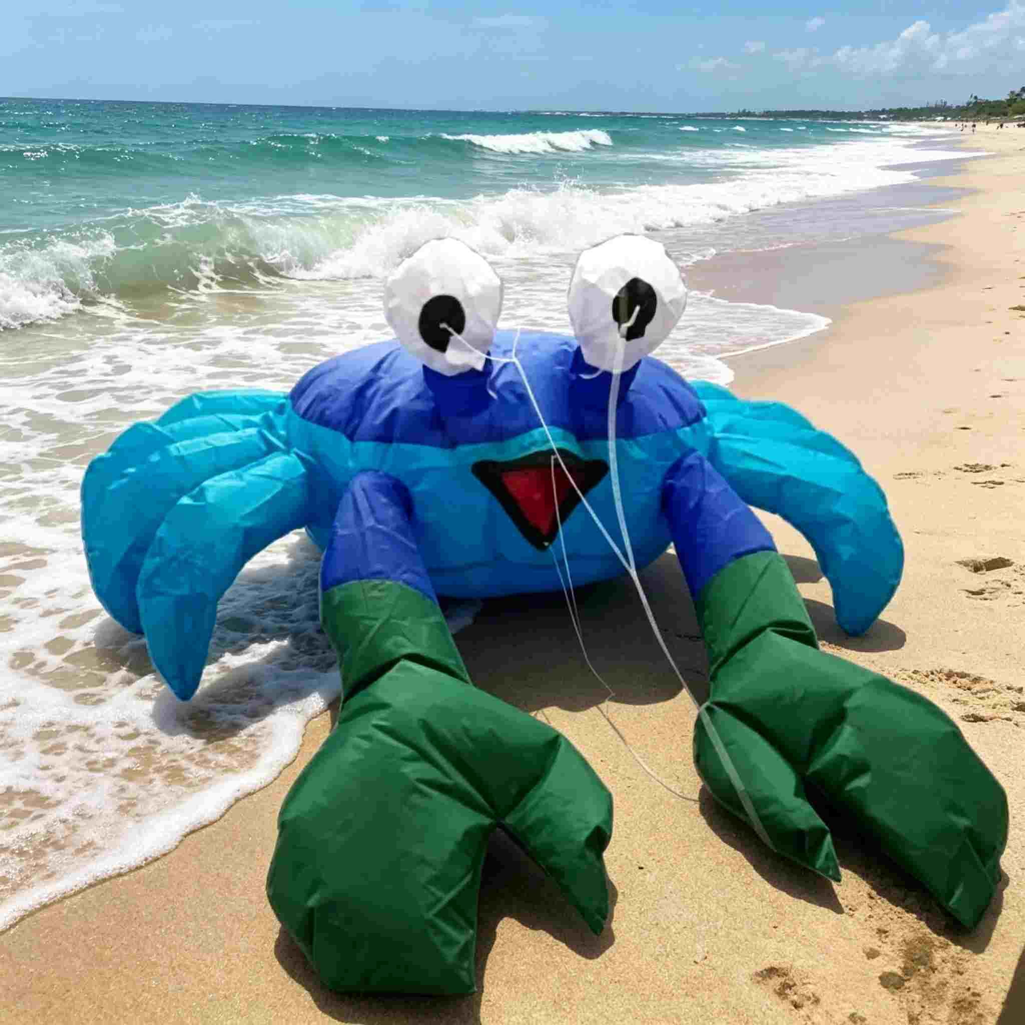 Crab Inflatable Kite For Outdoor,Multicolor Ground Crab Kite Jumping with The Wind,3D Ground Crab Ornament For Beach,Patio,Lawn,Summer Decoration For Seaside Ornament