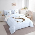 thumbnail image 2 of Manfei Leopard Print Personalized Initial S Bedding Comforter Set 7-Piece for Girls,Kawaii Blue Bow King Bedding Sets for Kids Teens,Lightweight Room Decor, 2 of 7