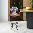 thumbnail image 3 of Mosaic Side Table - Small Patio Outdoor Table Indoor Folding Round End Table with Plant Stand, 3 of 8