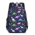 thumbnail image 2 of DarkBlue Dinosaurs with Shapes Pattern Cute School Backpack Bag with Padded Back and Adjustable Shoulder Straps 16.9 X 12.6 X 5.9 Inches, 2 of 5