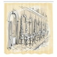 thumbnail image 2 of Ambesonne French Cafe Shower Curtain, Paris Culture Street, 69"Wx75"L, Champagne and Beige, 2 of 4