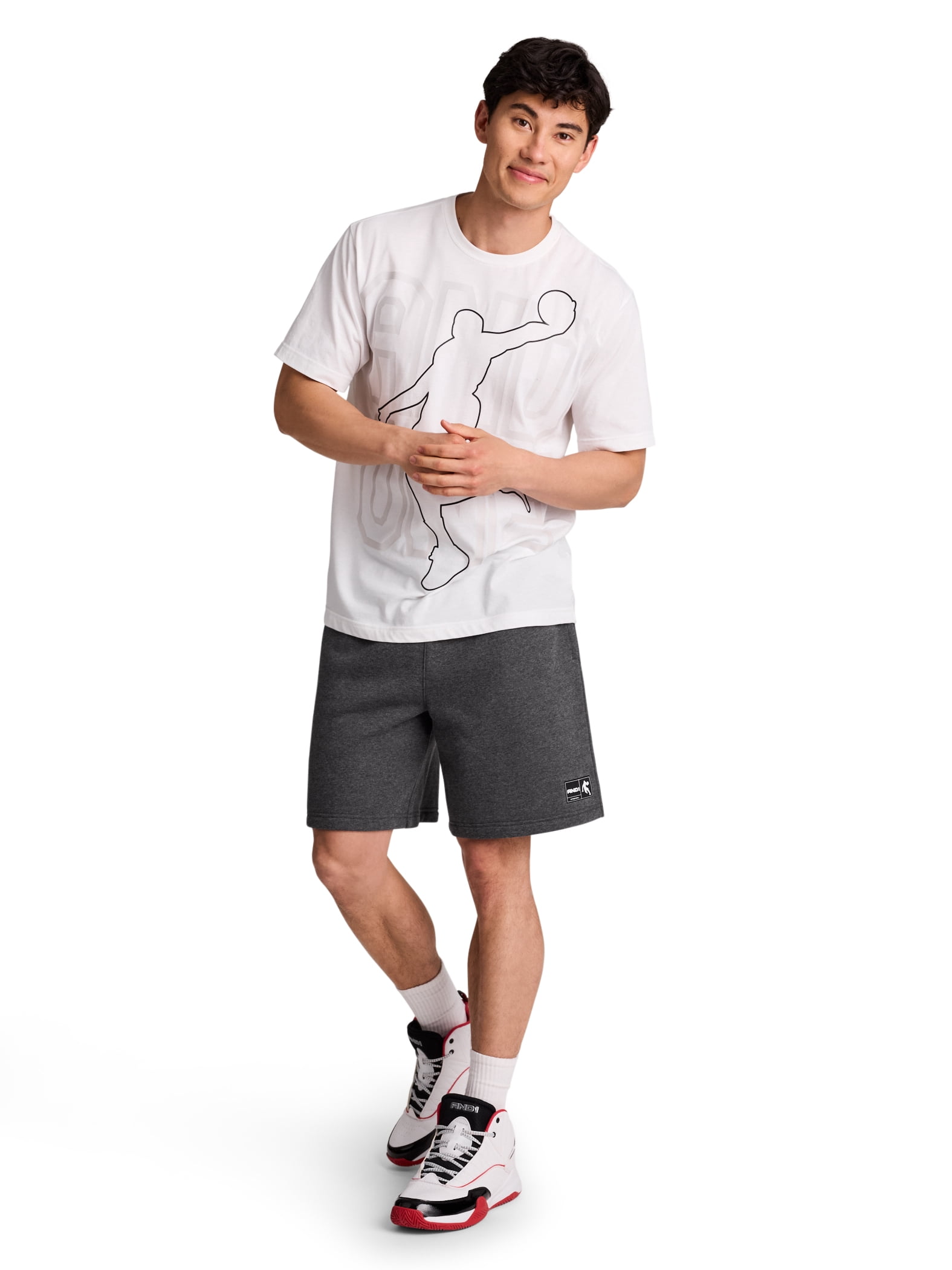 AND1 Men's and Big Men's Free Throw 8" Short, Sizes XS-5XL