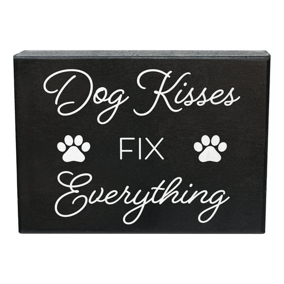 JennyGems Dog Kisses Fix Everything Sign Wall Hanging Decor, Cute Dog Mom Gifts, Dog Signs, Dog Decor