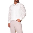thumbnail image 4 of INSPIRE CHIC Men's Hollow Floral Lace See Through Lightweight Long Sleeve Zip Up Jackets M White, 4 of 5