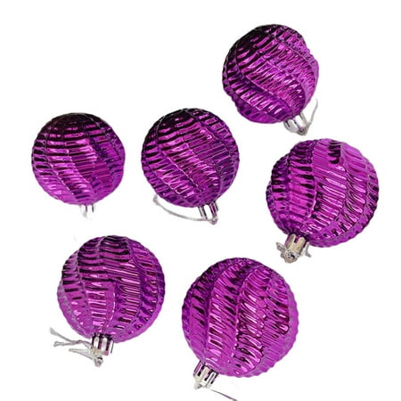 

benbor 6Pcs 6cm Christmas Tree Ball Spiral Design Shatterproof Bright Color Lanyard Delicate Scene Layout Reusable Xmas Party Decor Ball Pendant for Festival