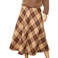 thumbnail image 2 of Zunfeo Women's Skirts Trendy Flare Midi Skirts Classic Plaid Tweed Skirts Fall Winter Casual A-line High Waist Skirts with Pockets- Khaki Size XL, 2 of 7