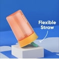 thumbnail image 3 of Owala Vaso de plástico sin BPA para niños con pajita flexible resistente a derrames, fácil de limpiar, botella de agua para niños, ideal para viajes, apto para lavavajillas, 15 onzas, naranja y meloco, 3 of 5