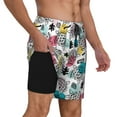 thumbnail image 2 of Rateoe Turtle Pattern Men’s Swim Shorts with Compression Liner – Double-Layered Quick-Dry Swimwear, Comfortable & Stretchy Beach Shorts-Small, 2 of 6