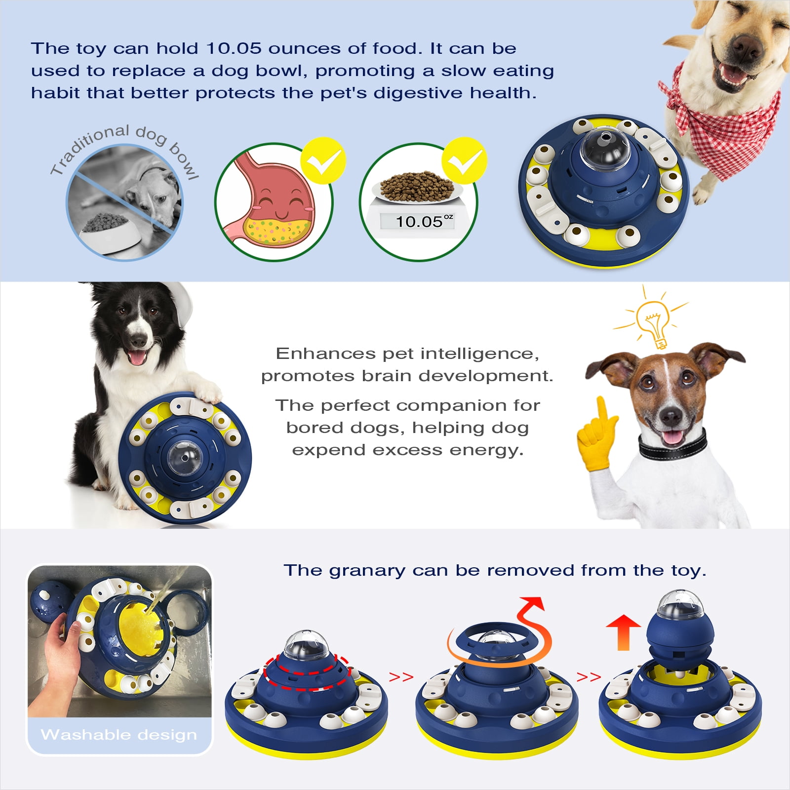 KADTC Dog Puzzle Toy, Large Size, 2 Levels of Step-by-Step Challenge, Shake-to-Release Treat Dispenser, Beginner to Advanced, Slow Feeder & Mental Stimulation for Smart Dogs Enrichment Toys