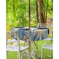 thumbnail image 3 of Fsddascl Green Yellow Tropical Leaves Outdoor Tablecloth - 54 Inch Round Dining Table Cover, Vintage Botanical Summer Waterproof Outdoor Table Cloth with Umbrella Hole & Zipper for Picnic/Patio, 3 of 7