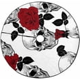 thumbnail image 1 of FMSHPON SkullRed Roses Xmas Christmas Tree Skirt Stand Mat for Holiday Party Decoration Indoor Outdoor 36 inches, 1 of 3