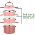 thumbnail image 5 of SANQIAHOME 3 Tier Stackable Stainless Steel Lunch Box Sealed(pink, 3 layers) with spoon and fork, 5 of 8