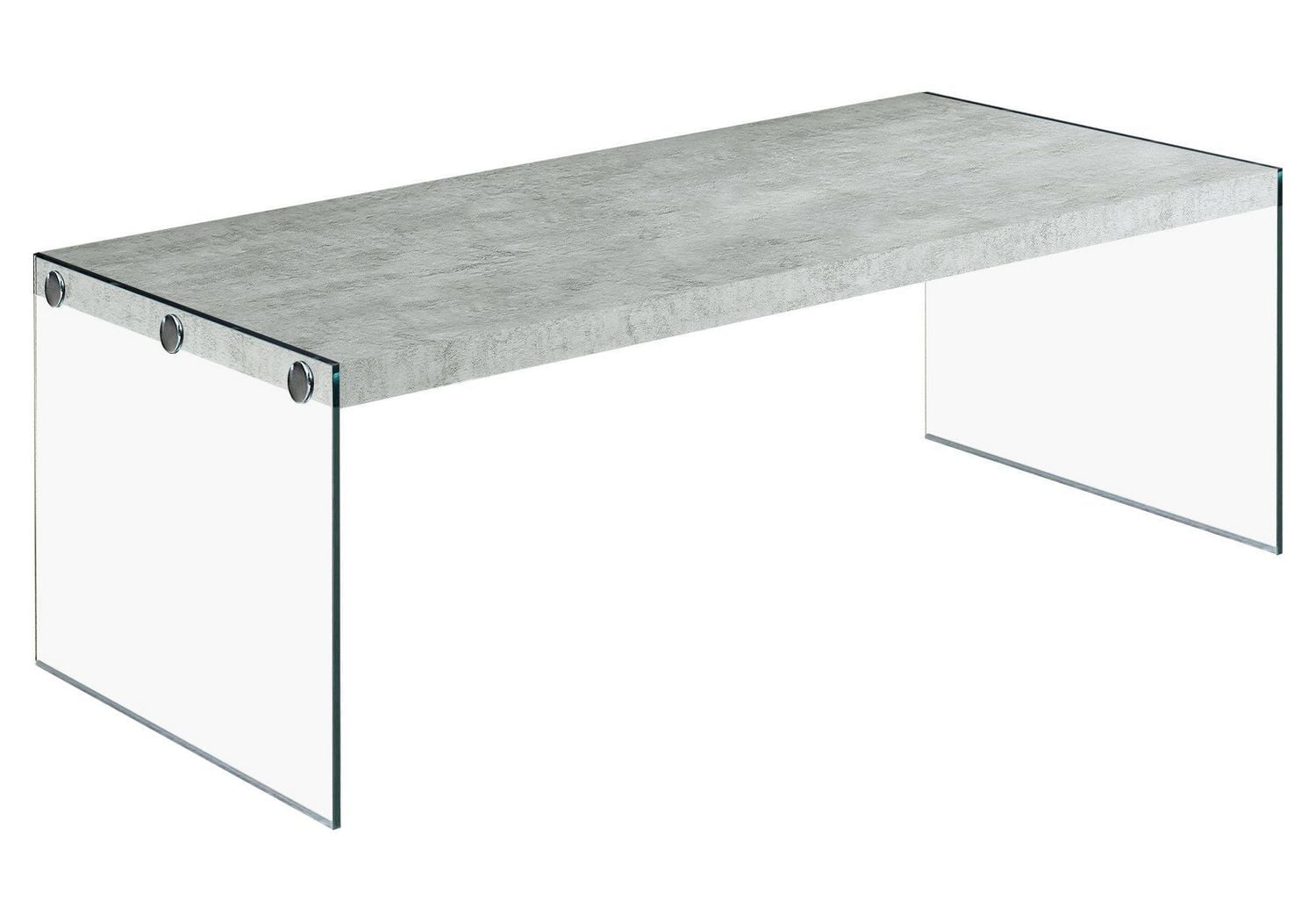 Monarch Specialties Coffee Table, Accent, Cocktail, Rectangular, Living Room, 44"l, Tempered Glass, Laminate, Grey, Clear, Contemporary, Modern