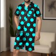 thumbnail image 2 of YABCSAZ Mens Pajama Set Short Slevee V Neck Plaid Button Down Shirt Tops and Wide Leg Bermuda Shorts Summer Casual Loose Fit Sleepwear Outfits Home Lounge Set, 2 of 5