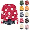 thumbnail image 5 of qucoqpe Christmas Pullovers for Women 2025 Fall Winter Fashion Santa Claus Printed Crewneck Long Sleeve Oversized Sweatshirts Tops All Season Outfits, 5 of 5