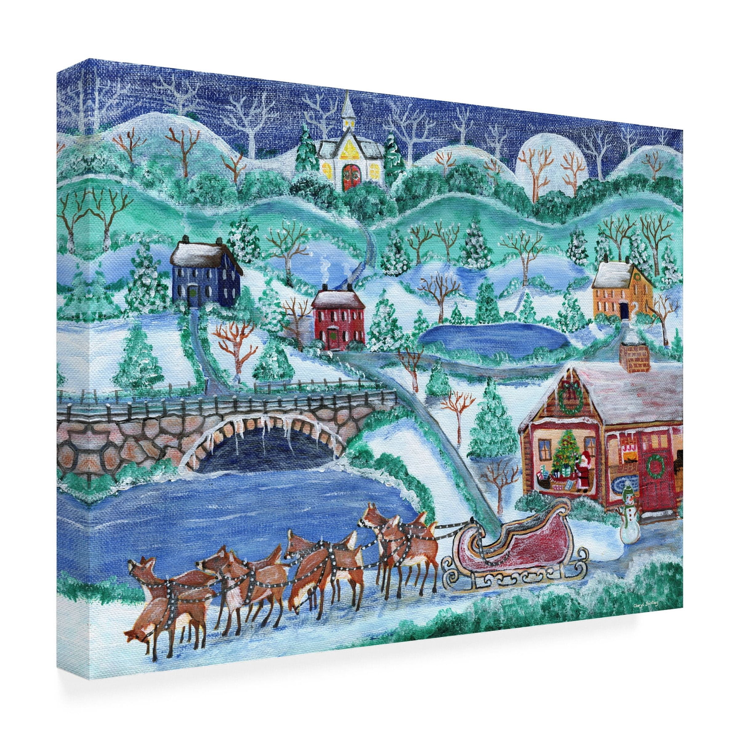 Cheryl Bartley 'Here Comes Santa Claus And Eight Reindeer' Canvas Art