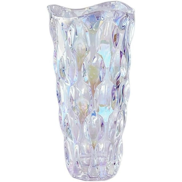 Oriental Rock Thick Glass Vase Thickened 24cm High Glitter Vase Bohemian Style for Centerpiece, Wedding, Gift, Perfect Home Decor (Glitter)