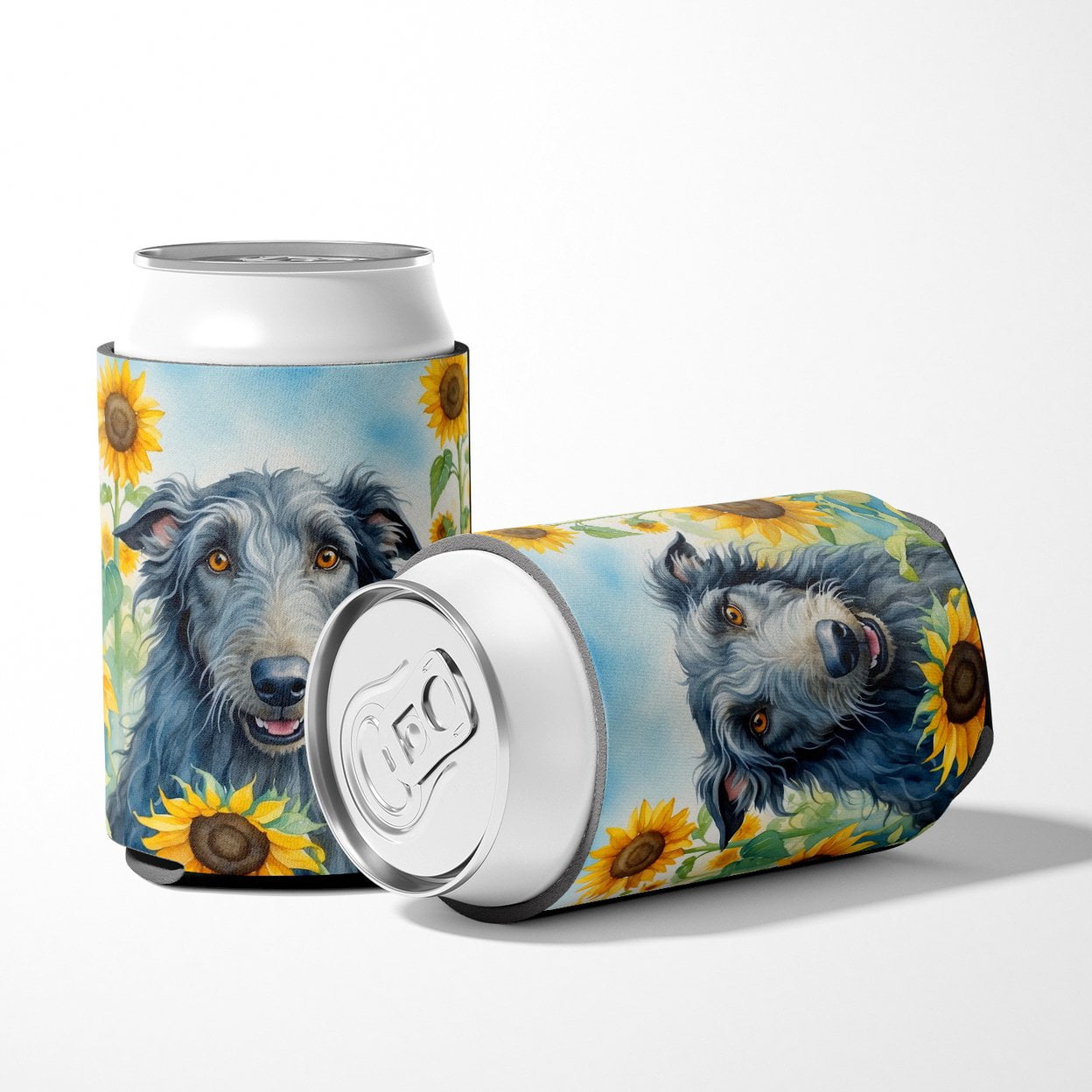 Scottish Deerhound in Sunflowers Can or Bottle Hugger 3 in x 5 in