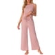 thumbnail image 2 of Conjunto de pijama de tank top para mujer INSPIRE CHIC, pantalones de pierna ancha de punto waffle, conjunto de 2 piezas, XS, rosa, 2 of 5