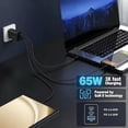 thumbnail image 4 of 65W 3-Port Super Fast Charger Type C, PD USB C Charger Block, 4-Pack Braided USB C Cables (3/6/6/10FT), Multi Port Charging Cord for iPhone 17/16/15, Samsung Galaxy S26 Ultra/S26,Laptops-Black Case, 4 of 9
