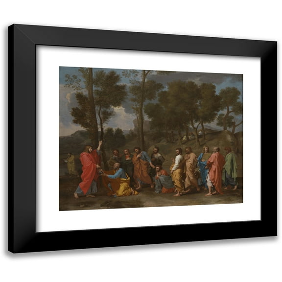 Nicolas Poussin 14x12 Black Modern Framed Museum Art Print Titled - The Sacrament of Ordination (Christ Presenting the Keys to Saint Peter) (1636-1640)