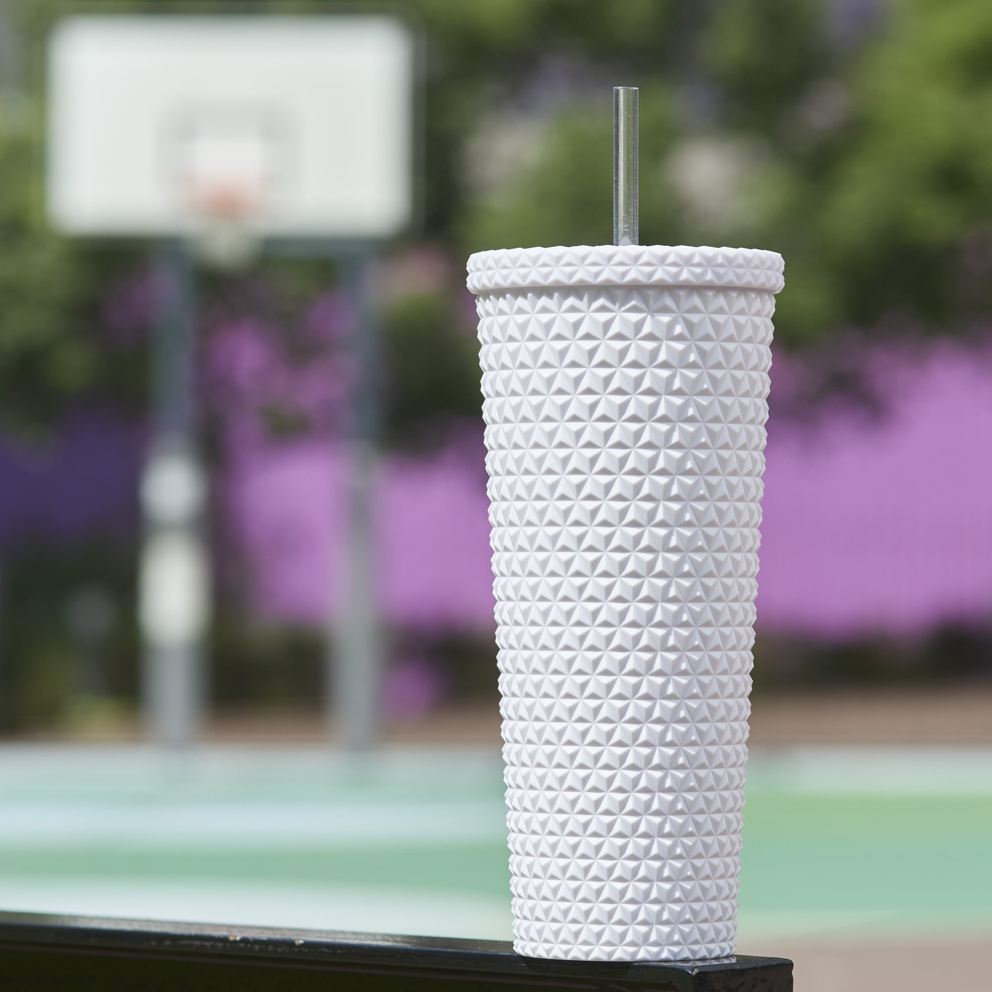 Mainstays MS 26oz Double Wall AS Plastic Textured Tumbler Arctic White