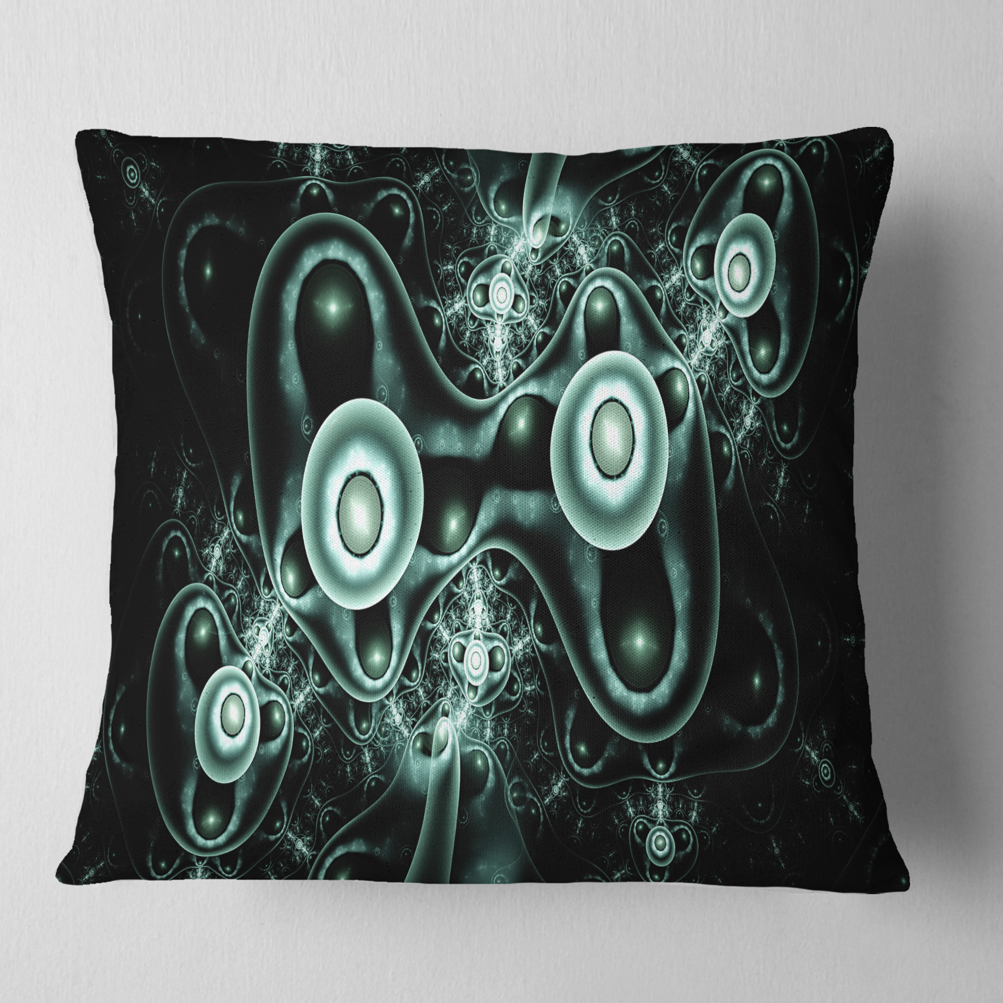 Designart Blue on Black 3D Surreal Design - Abstract Throw Pillow - 16x16