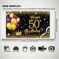 thumbnail image 6 of Glamorous 50th Birthday Banner with Gold Purple Balloons Crowns Background Party Decoration Photography Prop for Birthday Parties Celebrations Events Festivities, 6 of 7