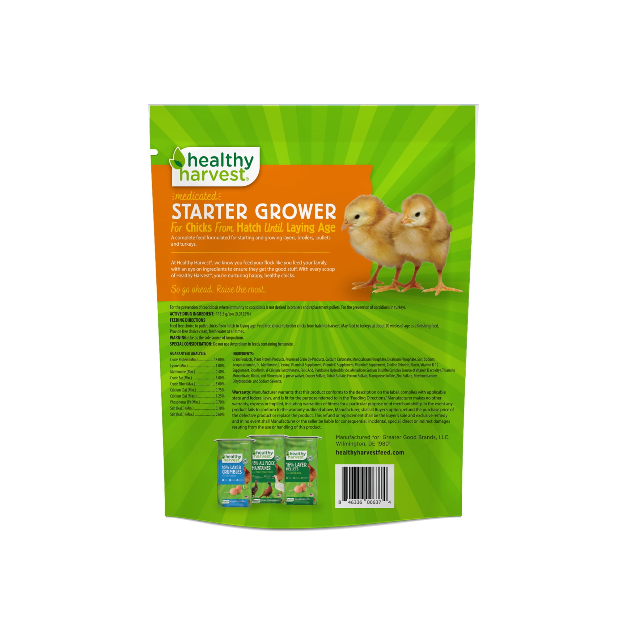 Healthy Harvest Medicated Starter Crumble Feed for Baby Chicks 5 lb Bag
