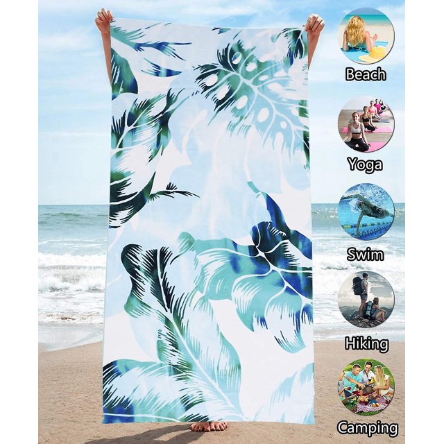 Toalla de playa de microfibra antiarena para hombre y mujer, tamaño L, toalla de playa para adultos, toalla de piscina, manta de playa para natación, deporte, súper absorbente, 150 x 70 cm, palma