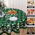 thumbnail image 2 of St.Patrick''s Day Tablecloth Gold Green Clover Round Tablecloth 60 Inch Lucky Shamrock Table Cloth for Farmhouse Kitchen Decor Polyester Fabric Green Buffalo Plaid Table Cover for Party Outdoor, 2 of 5