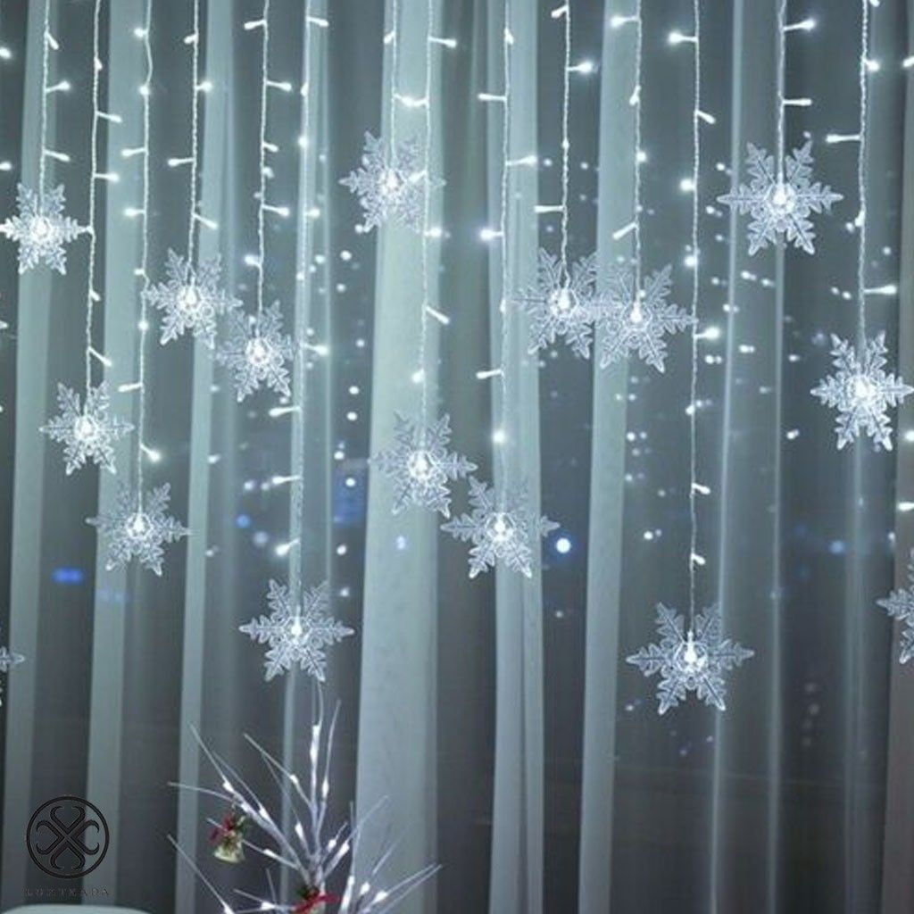 96LED Snowflake Fairy String Curtain Window Light Hanging Christmas Wedding Home 