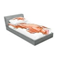 thumbnail image 2 of Ambesonne Animal Fitted Sheet & Pillow Sham Set, Savannah Themed Watercolor, Twin, Orange and White, 2 of 2