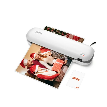 VEVOR Laminator Machine, Thermal Laminator for Max A4 Paper Size, 3-4 min Quick Warm Portable Laminator, 3-5 mil Thickness, Ideal for Home, Office, Business, or School Supplies, White   Grey