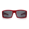 thumbnail image 4 of Mens Lucky Charm Horse Shoe Emblem 90s Sport Wrap Plastic Sunglasses Red, 4 of 8