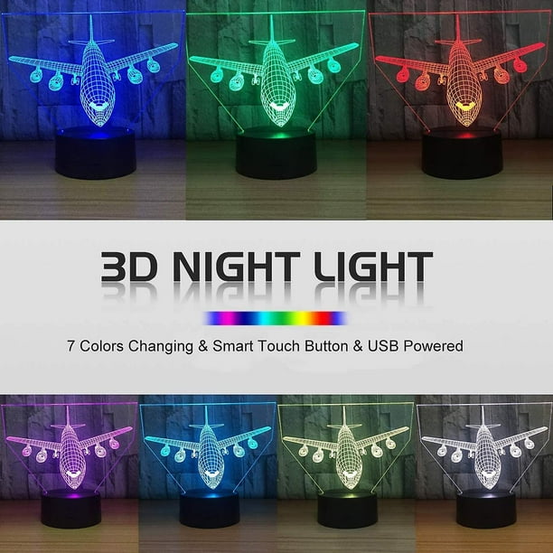 Ilusión óptica 3D Rinoceronte Luz Nocturna Interruptor Táctil USB
