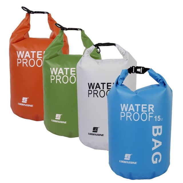 15L Waterproof Bag Pouch for Camping Waterproof Bag Boating Fishing Rafting Orange