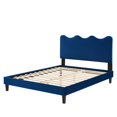 thumbnail image 6 of Platform Bed Frame, Queen Size, Blue Navy, Velvet, Modern Contemporary, Bedroom Master Guest Suite Room, 6 of 10