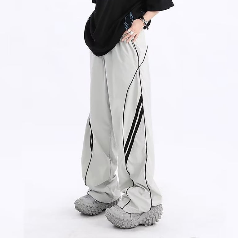 Women's Pants Elastic High Waisted Baggy Track Pants Vintage Wide