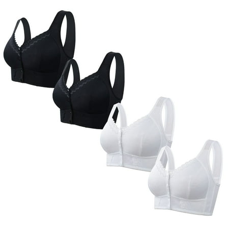 Clearance Staron 4PC Womens Bras  Women Bra No Underwire Front Closure Bras Comfortable Stretch Bras Wireless Seamless Bra No Underwire Bras