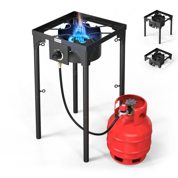 ROVSUN 100,000 BTU Portable Gas Camping Stove, Outdoor Propane Burner with 20psi Regulator, High Pressure Single Cooker Camp Cooking Home Brewing