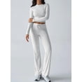 thumbnail image 4 of Conjunto de Chándal de Larga con Cuello Redondo y Pantalones Acampanados de Cintura Alta para Mujer. Flores Blancas y Grises M, 4 of 9