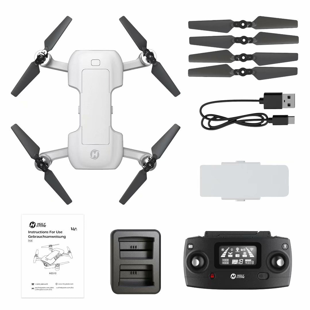 Holy Stone HS510 Foldable GPS Drone with UHD 4K WiFi Camera Anti-Shake, FPV Quadcopter Ultralight for Adults and Beginners with Brushless Motor Return Home Follow Me and Storage Bag