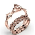 thumbnail image 3 of Boho & hippie 2.10 Carat Pear Cut Morganite And Diamond Moissanite Unique Engagement Ring, Wedding Ring, Inspired And Branch Ring in 10k Solid Rose Gold, Gift For Her, Surprise, Trio Ring Set, 3 of 4