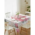 thumbnail image 2 of Pink Flamingo Rectangle Tablecloth, Watercolor Flowers Spring Floral Leaf Plant Waterproof & StainResistant Tablecloth, Washable Oil-proof Table Cover for Dining/Party/Wedding/Camping/Buffet 52x70 In, 2 of 9