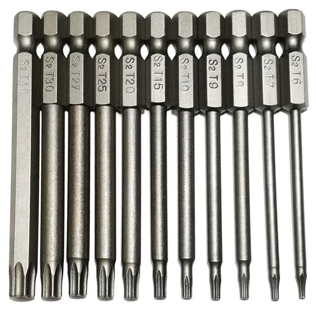 Juego de brocas Torx YDLQWCZ Security, 11 piezas, 75 mm, 1/4 pulgadas, vástago hexagonal