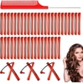 thumbnail image 1 of 48 Pieces Hair Perm Rods Hair Perm Rods Plastic Perming Rods Curlers Hair Rollers with Steel Pintail Comb Rat Tail Comb for Hairdressing Styling Tools (02 Inch Red), 1 of 5
