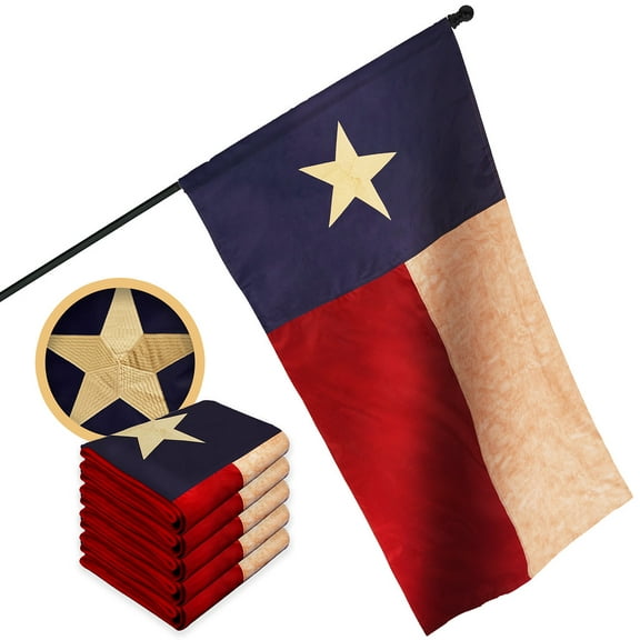 G128 5 Pack: Texas Tea-Stained Flag | 3x5 Ft | ToughWeave Pro Series Pole Sleeve Embroidered 420D Polyester | Embroidered Design, Indoor/Outdoor, High Quality, NO Flagpole Included